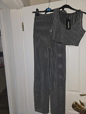 Boohoo Party Co-Ord Set Women Size 8, Black/silver, 2-Piece