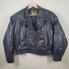 Fox Run Nadia International Trading Womens Large Leather Jacket Black Biker VTG 