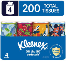 Kleenex Perfect Fit Facial Tissues, 4 Canister Boxes, 50 Tissues per Box, 2-Ply