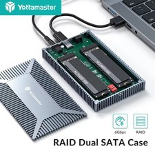 Yottamaster Dual Bay SATA RAID Enclosure 10Gbps M.2 NGFF SATA SSD Case USB C Ext