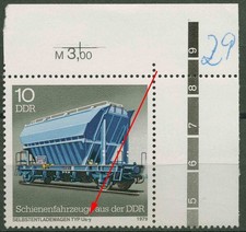 DDR 1979 Schienenfahrzeuge mit Plattenfehler 2415 F 6 Ecke postfrisch