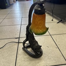 Vintage Stretching Cat Table Lamp Shade Art Deco