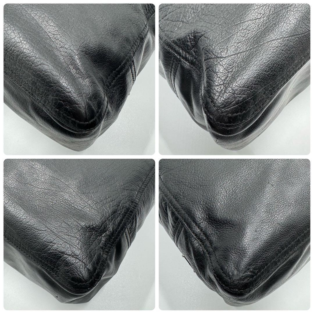 PRADA Large Leather Tote Bag Shoulder Bag Black thumbnail 8