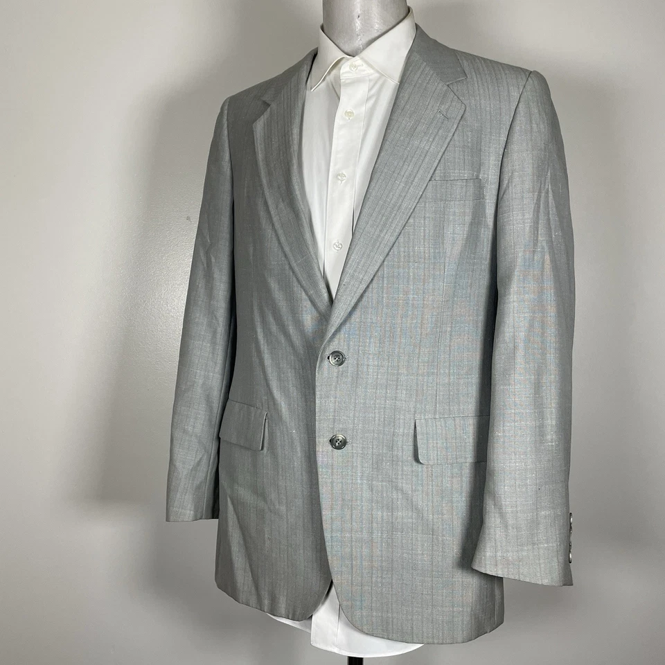 Abrigo deportivo Kuppeheimer vintage hecho en Estados Unidos para hombre 40L gris multicolor a rayas Foto 3 de 4