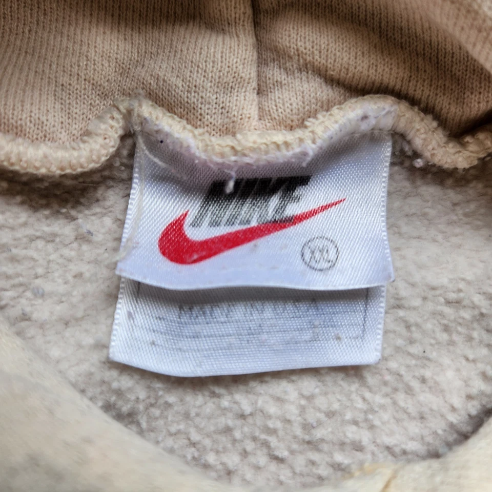 Sudadera con capucha vintage años 90 Nike Center Swoosh malvavisco crema blanco roto - XXL Foto 4 de 4