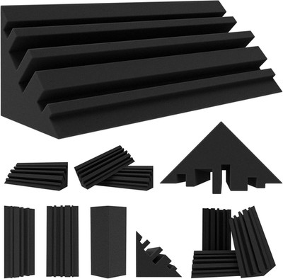 Bass Traps - 12 Pcs 4 X 4 X 12 Inches Dense Thick Studio Bass Foam Corner Ac...