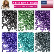 6 Colors Crushed Glass Chips, 1-4mm Irregular Glitter Metallic Glass for Craf...
