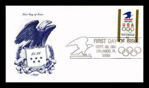 US COVER USPS LOGO AND OLYMPIC RINGS $1 FIRST DAY ISSUE ARTMASTER