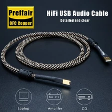 Preffair OCC HiFI USB A-B Audio Cable 24K Gold Plated - 4N Copper Noise Free New