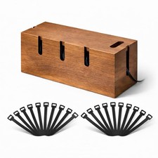 Wood Cable Management Box for Desk  TV   Cable Organizer Box to Hide Cords, ...