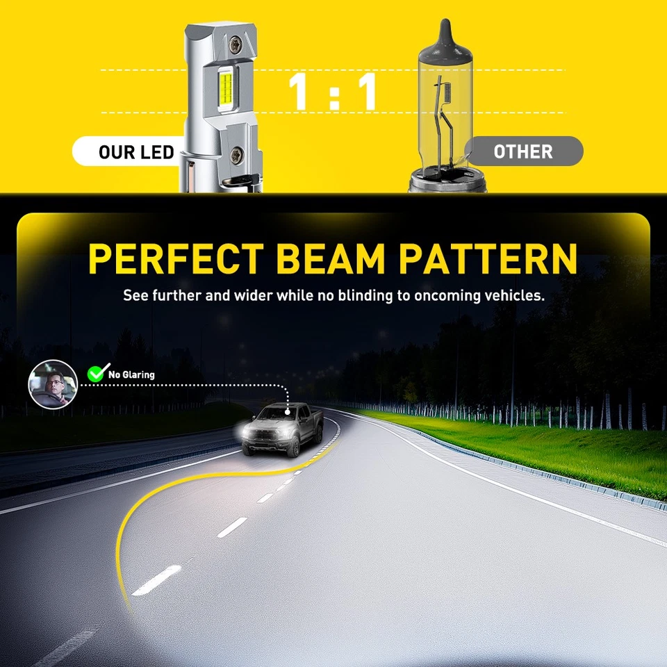 H7 LED Headlight KIT Combo Bulbs High Low Beam Super Bright White 6500K 4-40X - Image 3 of 4