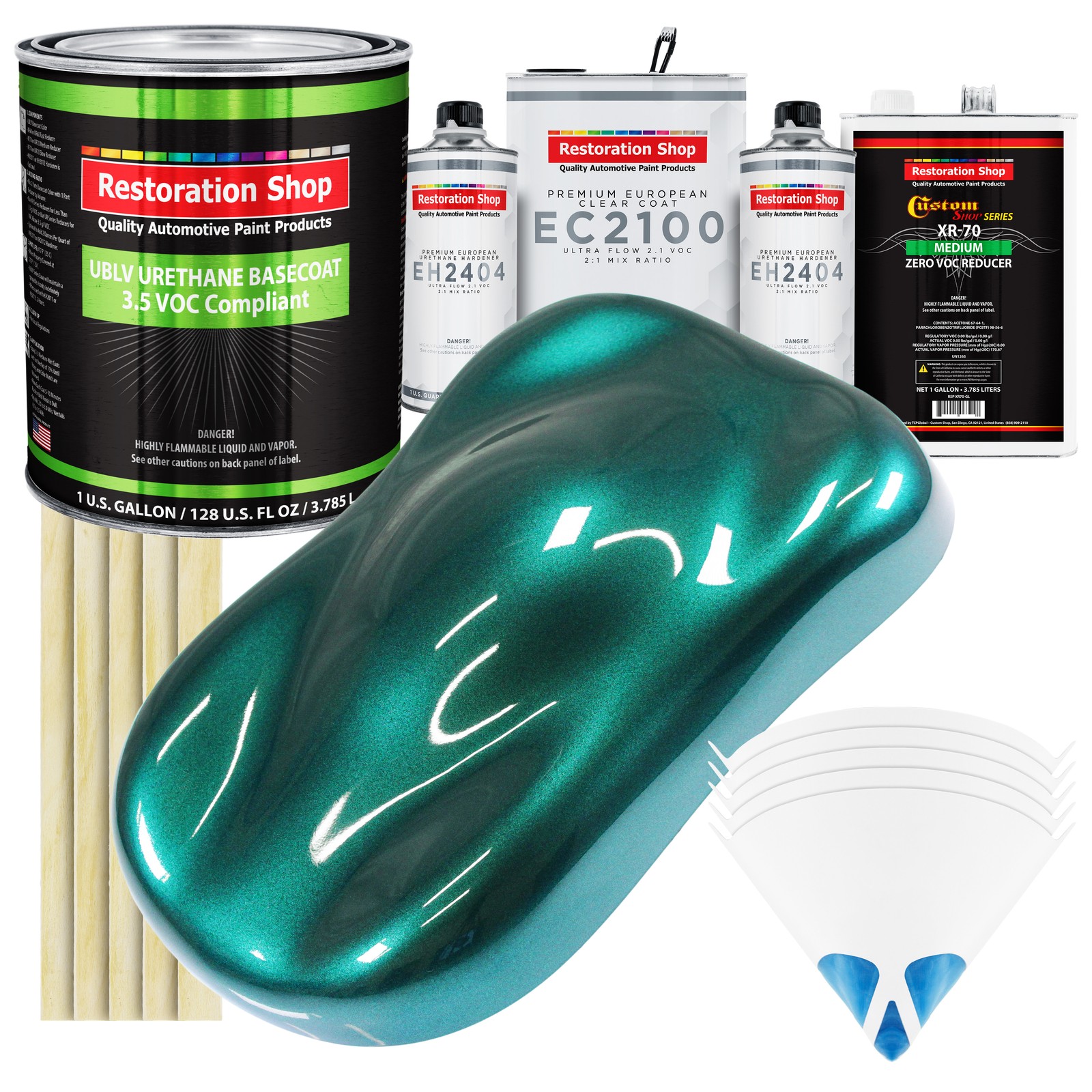 Dark Teal Metallic Low VOC Urethane Basecoat Gallon Kit with European Clear Coat