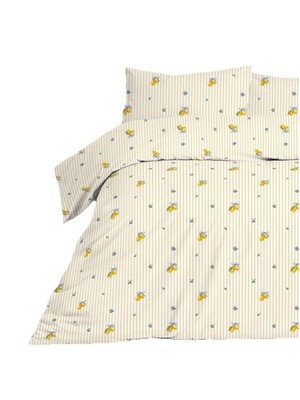 Lemons Striped Reversible Duvet Cover Set Single / Double /King/ Super King