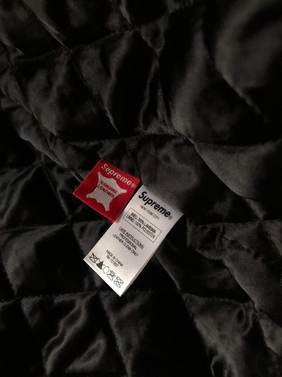 Supreme Leather Hooded Court Card Cards Jacket Embroidered Size