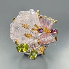 GEM A+ 24 ct+ Natural Rose Quartz Ring 925 Sterling Silver Size 8 /R474140