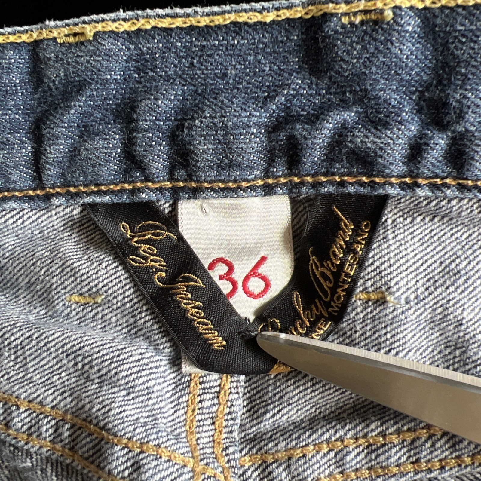 Lucky Brand Jeans 36 X 27" Hemmed Blue Hipster Wash Slim Bootleg Buttonfly Denim