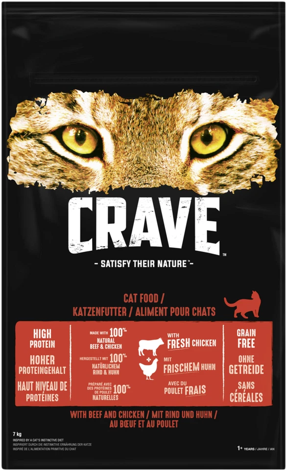 CRAVE™ Katze Trocken Adult Beutel mit Rind und Huhn 7kg