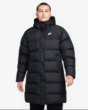 Nike Puffer Parka Jacket Women  s SZ M Black Therma-FIT Loose Hooded FD8272-010