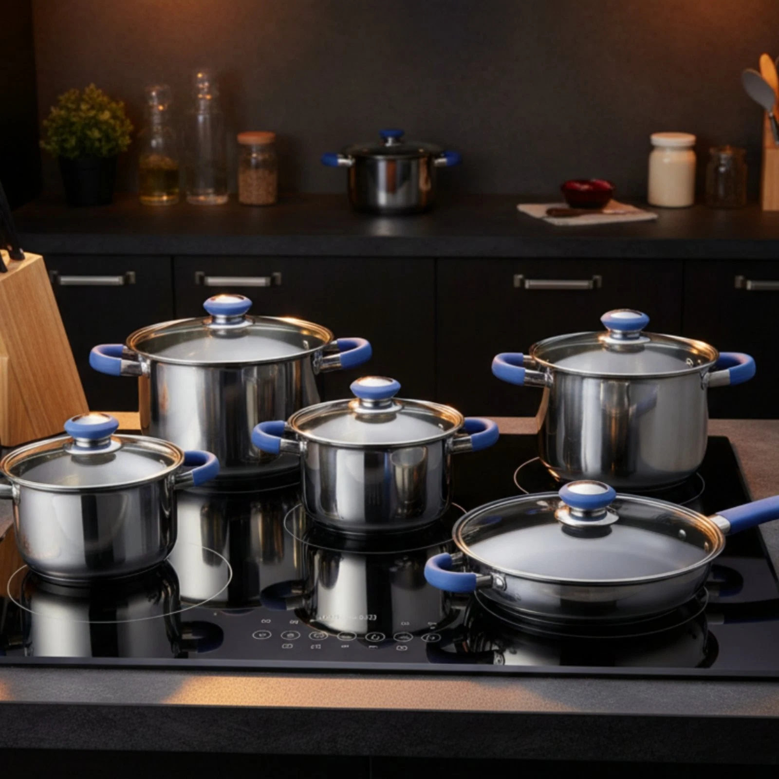 12 Pieces Stainless Steel Pot and Pan Set Uniform Heating Distribution