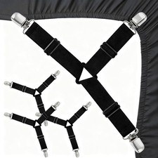Sheet Holders and Bed Holder Elastic Fasteners with Metal Clips Black