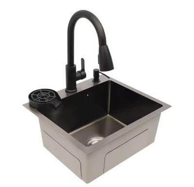 Complete Black Stainless Steel Kitchen Sink 50X45