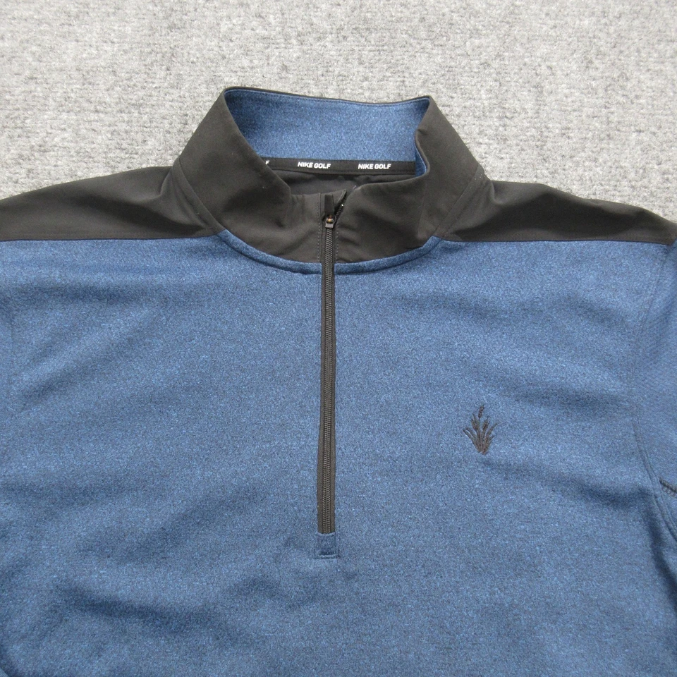 Camisa Nike Golf Dri-FIT Pullover Cuarto Cremallera Para Hombre Mediana Azul Negra AR2598-451 Foto 3 de 4