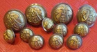 12 GAR, GRAND ARMY OF THE REPUBLIC, BRASS COAT SHIRT JACKET CUFF BUTTONS