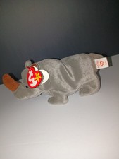 Ty Beanie Baby Spike The Rhinoceros Hang Tag And Tush Tag Error