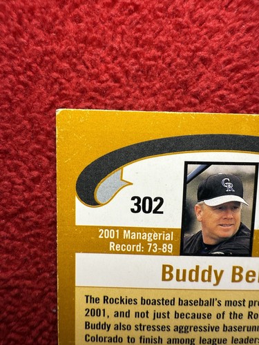 Vintage 2002 Buddy Bell Colorado Rockies Topps MLB Baseball Trading Card 302 - Picture 9 of 12