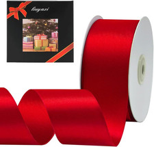 Solid Color Double Faced Red Satin Ribbon 2" X 25 Yards, Ribbons Perfect for Cra