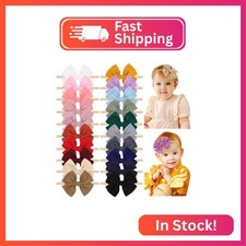 jollybows 20pcs Baby Girls Hair Bows Headband Nylon Hair Band Elastic Hair Acces