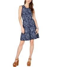 Michael Kors Womens Sweater Fit & Flare Dress, Blue, XX-Small