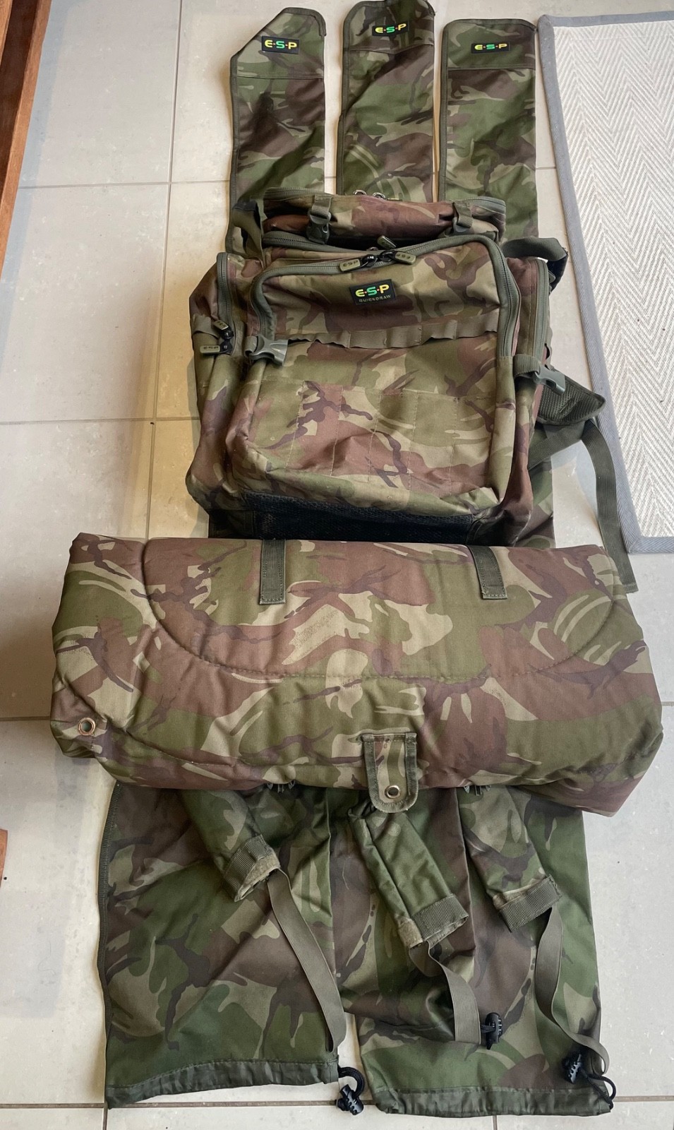 esp quickdraw rucksack unhooking mat and 3x12 ft 3/4 rod sleeves