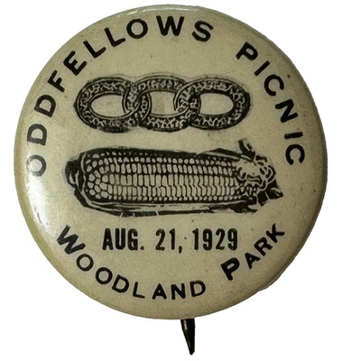 1929 Woodland Park Seattle WA ? Odd Fellows IOOF Picnic  1.25'' Celluloid Pinback