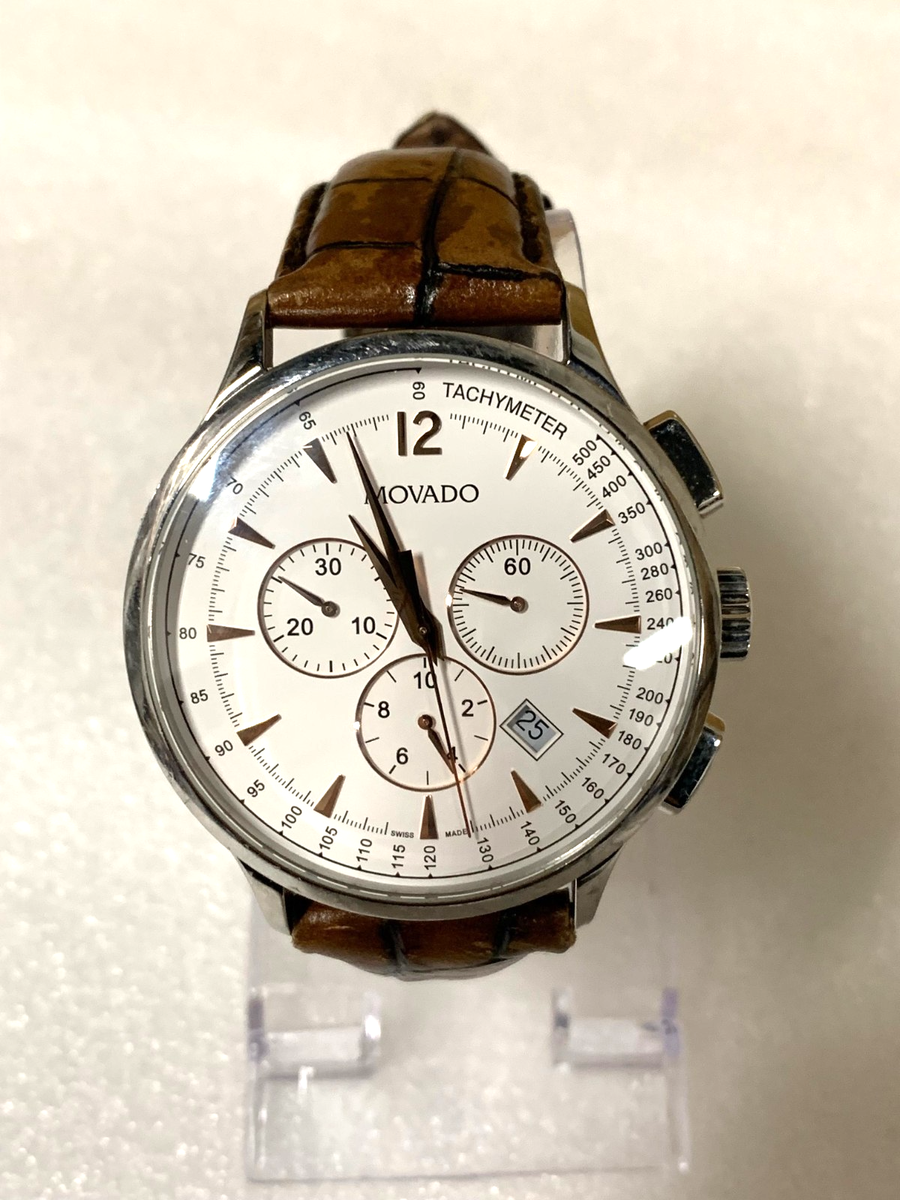 Movado Circa 35.1.14.1184 Chronograph 42mm White Dial Brown