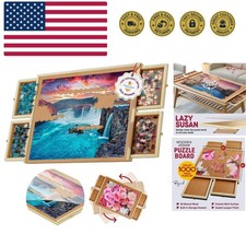 1000 Piece Rotating Puzzle Board with Drawers and Cover - 4 Drawers, Wooden J...