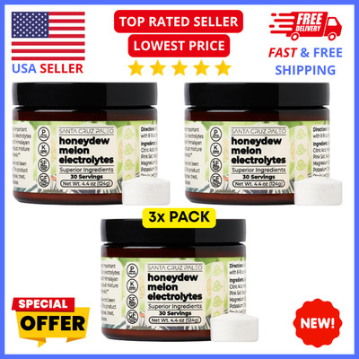 3-Pack Santa Cruz Paleo Electrolyte Powder   Sugar Free Honeydew Hydration Mix