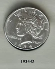 1934 D $1 Peace Silver Dollar High Grade Nice Choice MS/AU