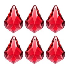 K9 Crystal Teardrop Beads, 6 Pack 38mm Chandelier Prisms Leaf Red