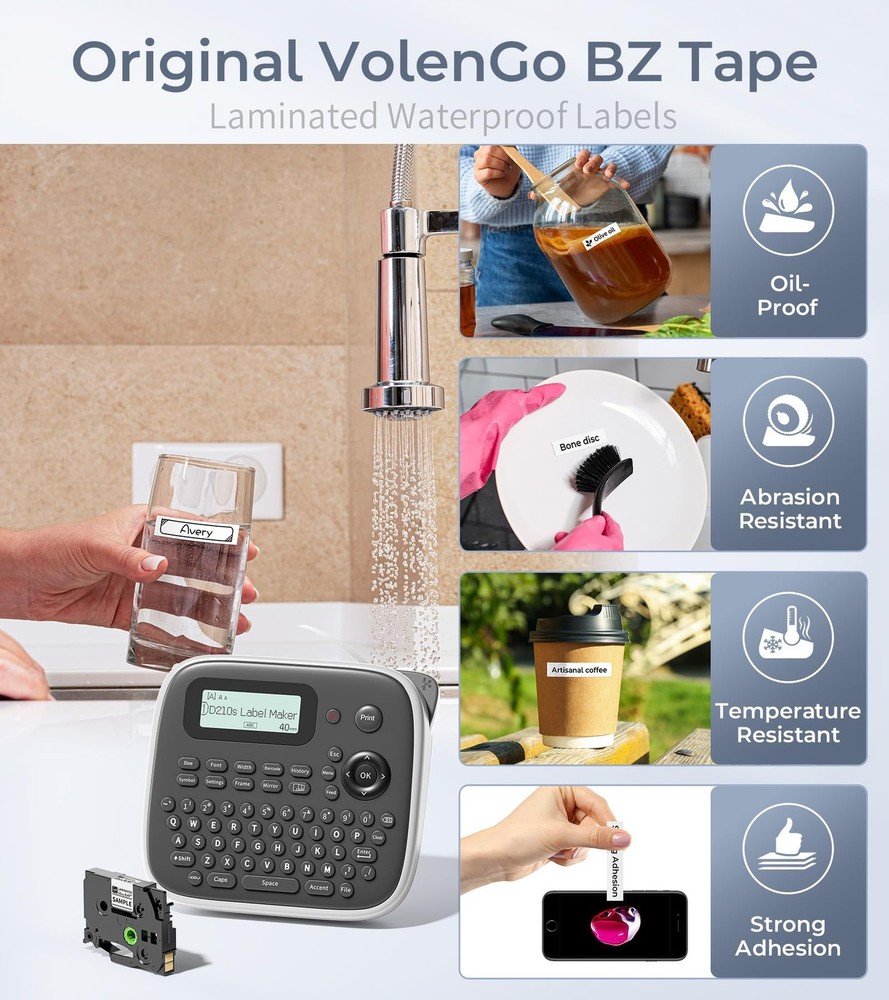 Portable Waterproof Label Maker Machine with Tapes for Home & Office