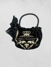 Vintage Y2K Juicy Couture Daydreamer Micro Purse with Heart Charm Black Velour