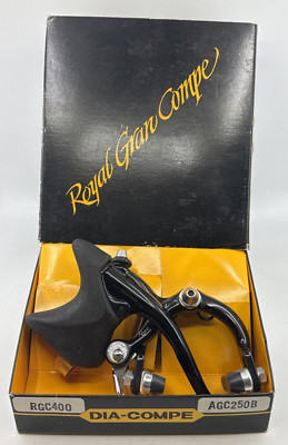 NOS Dia-Compe Royal Gran Compe 400 Front & Rear Brake & Lever Set BLACK HOODS!