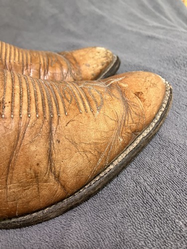 TONY LAMA Boots Men's 9.5 B NARROW Western Brown Leather Cowboy USA MAJOR ISSUES - Picture 7 of 21