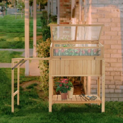 Lovupet Cold Frame Greenhouse with Foldable Potting Table Raised Garden Bed 0399 - Picture 2 of 7