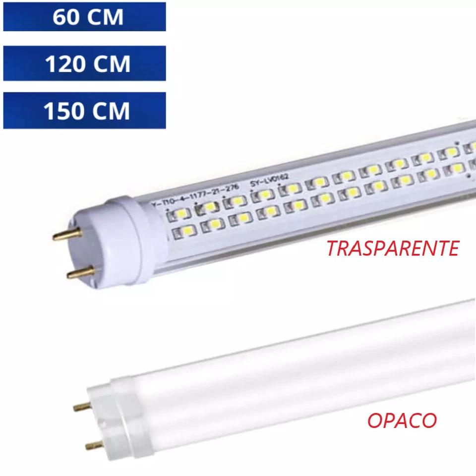 NEON TUBO LED 60 CM 120 CM 150 CM T8 OPACHI BIANCO FREDDO SPOT LED 220V NUOVO - Immagine 3 di 4