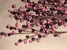 Holiday Christmas Artificial Pink Burgundy Berry Bead Craft Tree Branch Sprigs