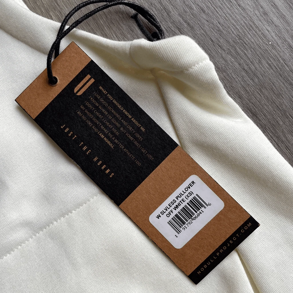 OFF WHITE Felpa con cappuccio senza maniche Nobull nuova con etichette in bianco sporco XS