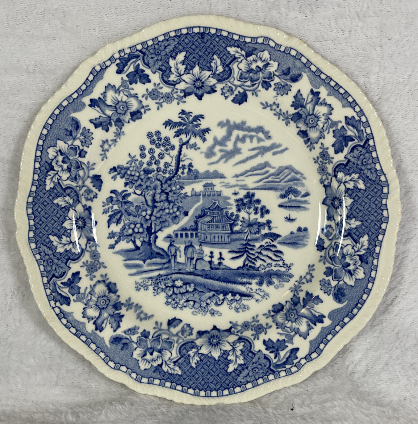 Vintage Woods Burslem England SEAFORTH Blue 8-7/8” Plate Enoch Ralph