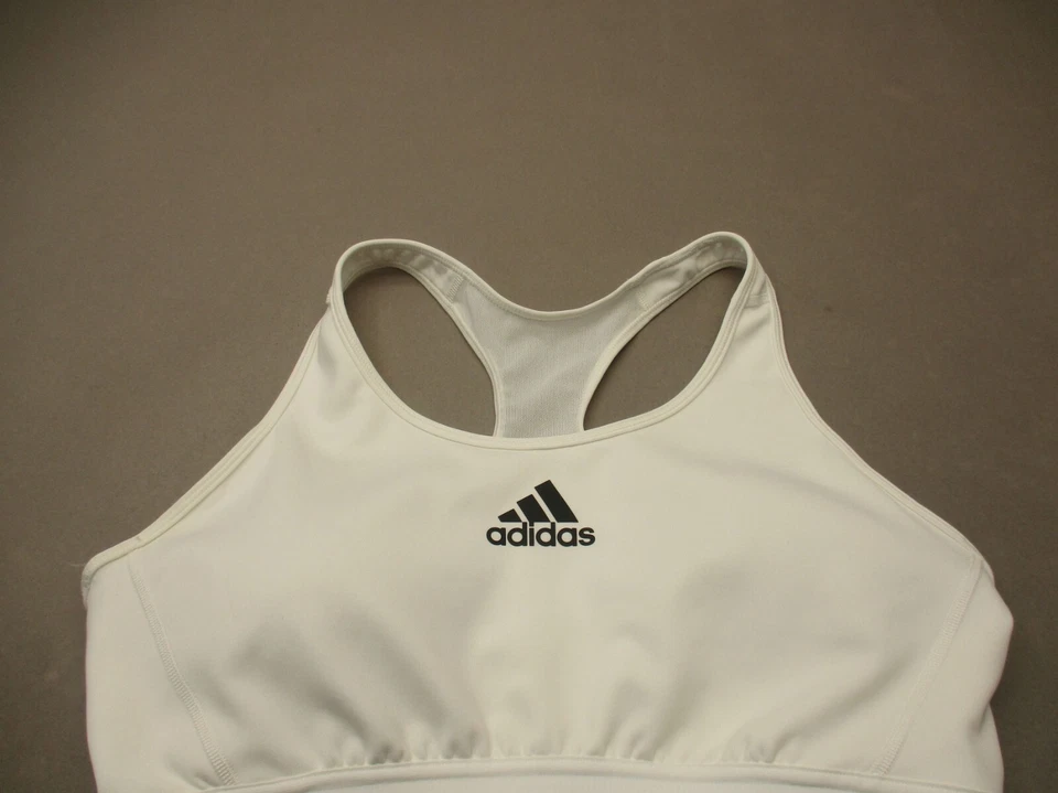 ADIDAS размер 2XL женщин белый с подкладкой беспроводной тянуть на гонщик назад спортивный бюстгальтер 5E - Изображение 2 из 4