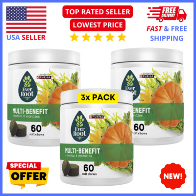 3-Pack EverRoot by Purina Dog Supplements Multi-Benefit Soft Chews Canine Health